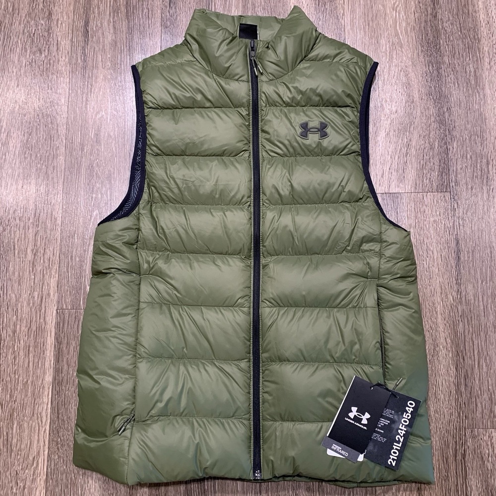 Under Armour Vest Men's Small Green Legend Down Puffer 600 Fill Storm Infrared